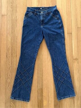Vintage Rockies Low Rise Flared Jeans Size 5 Blue Textured Y2K 2000s Denim